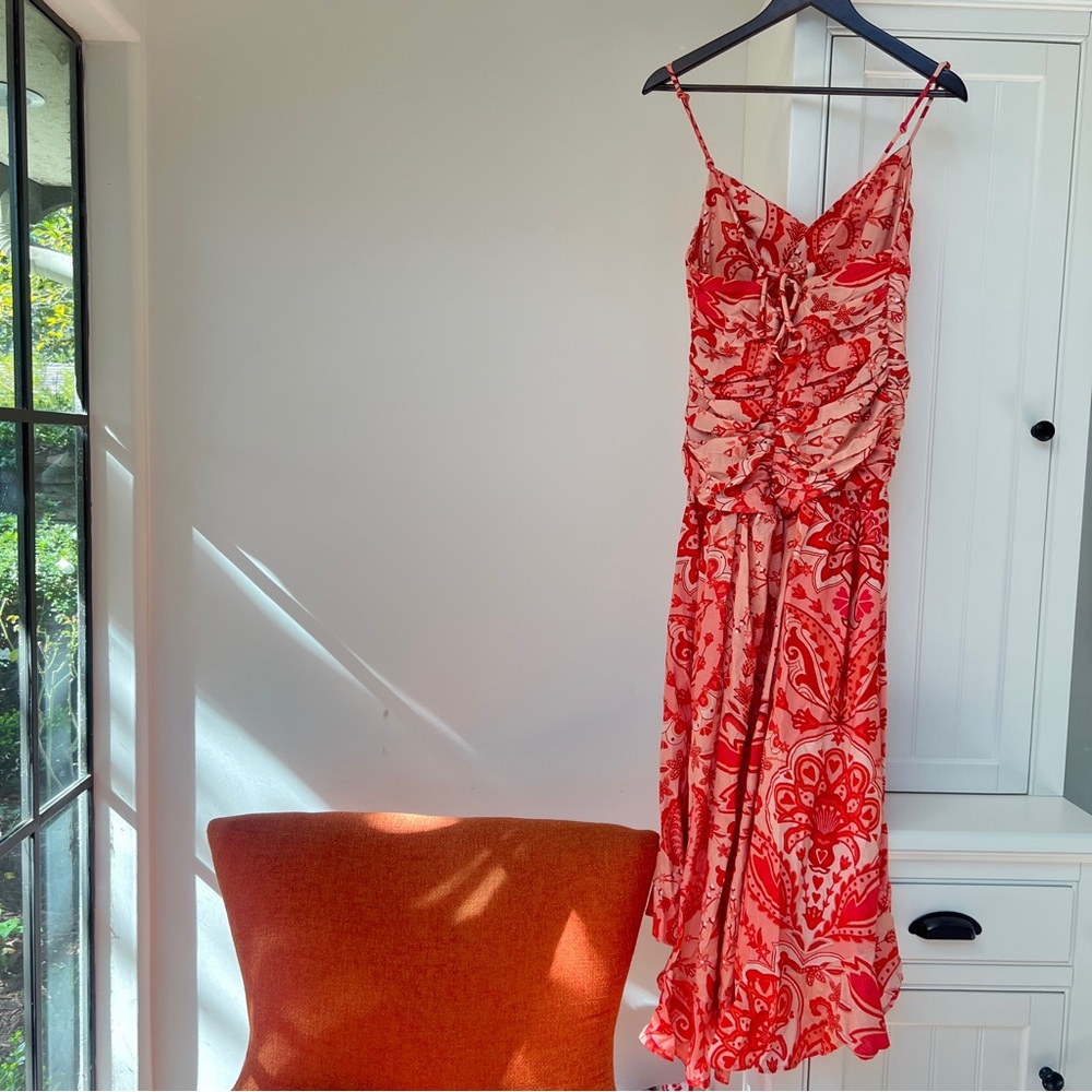 FARM Rio Red Jaipur Crossover Euroflax Linen Maxi Dress Size Small NWT - Picture 11 of 16